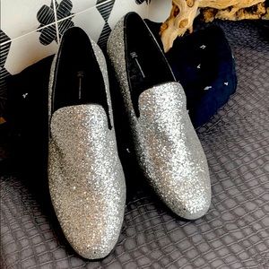 Silver shimmer dress shoes